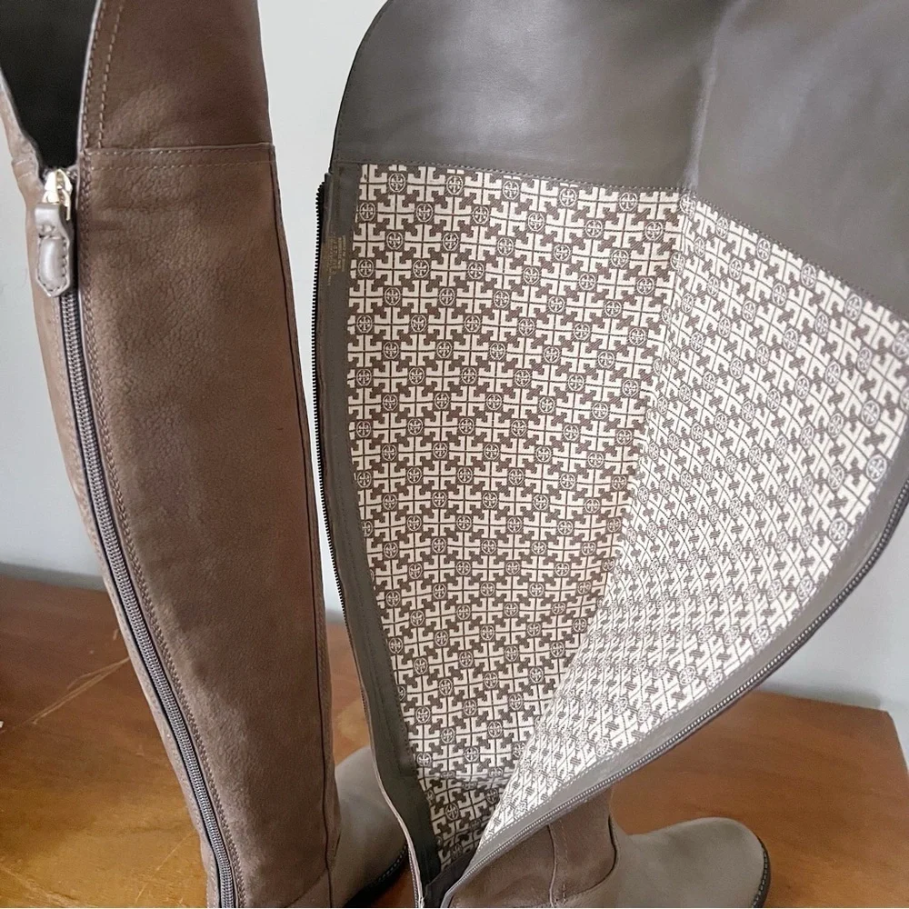Tory Burch • Simone Over-the-Knee Boots leather Weathered Brown taupe grey
